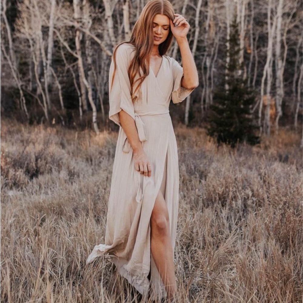 In-loom taupe wrap maxi dress size medium
